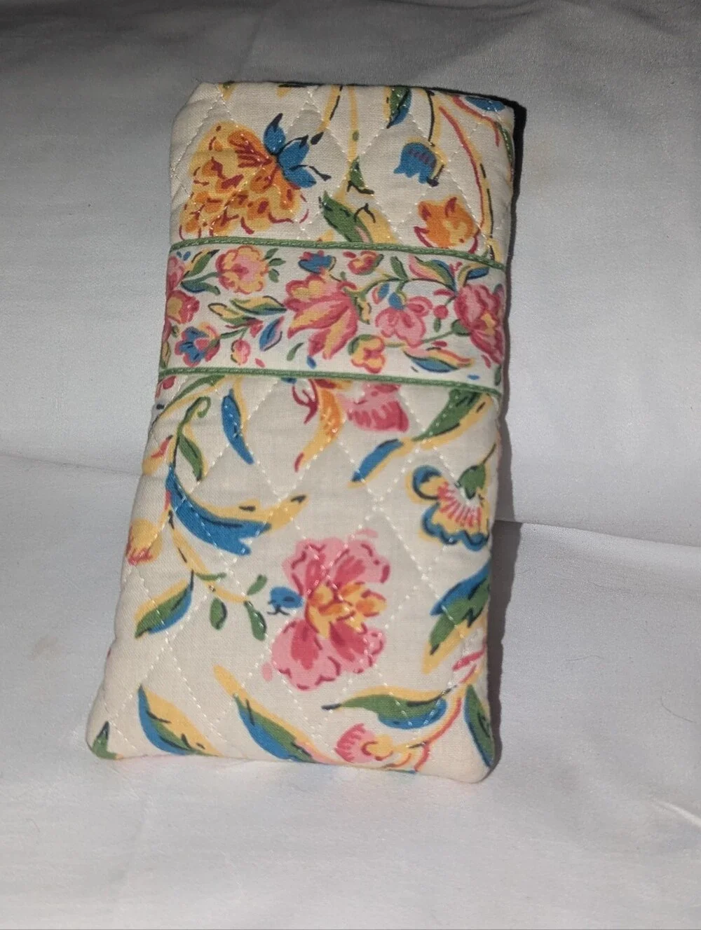 Vera Bradley Quilted Double Floral Eyeglass Sleeve in Cream, Pink & Blue
